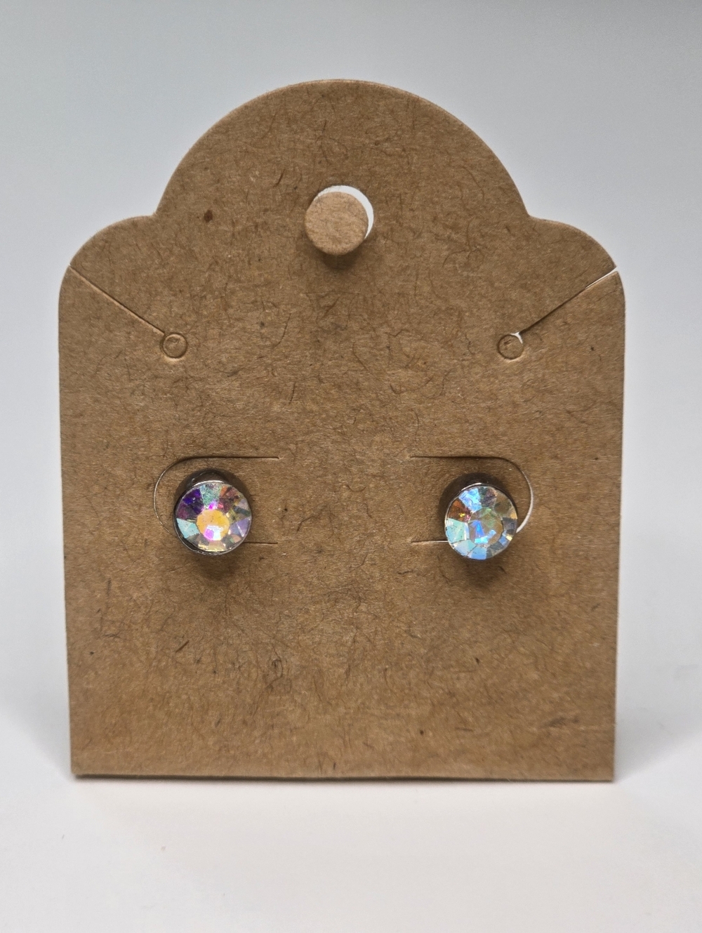 AB Rhinestone Stud Postback Earrings silver tone